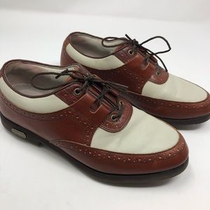 Footjoy Golf Shoes Womens 8 M Brown White Leather
